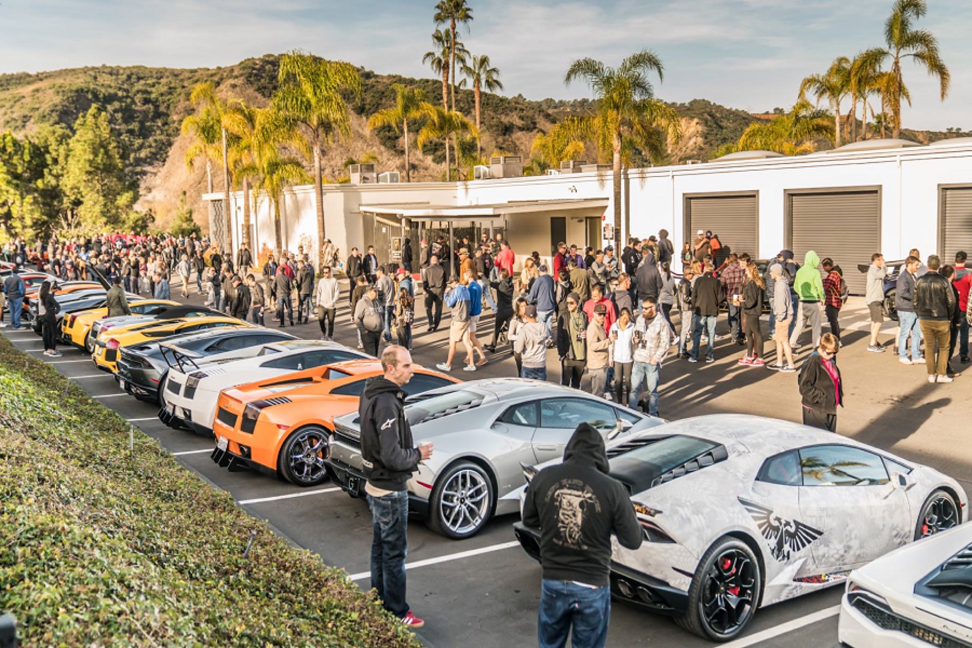 Supercar lot meet with Lamborghinis and McLarens